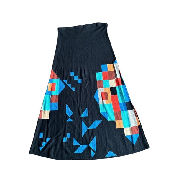 Nic + Zoe Women's Black & Turquoise Designed Long Skirt - Picture 3 of 6